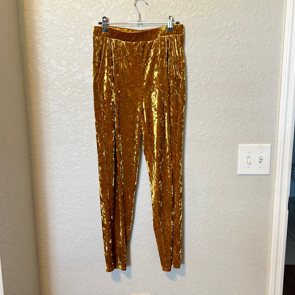 Leith crushed velvet gold pants